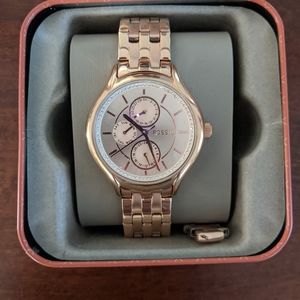 Fossil rose gold watch w/tin
